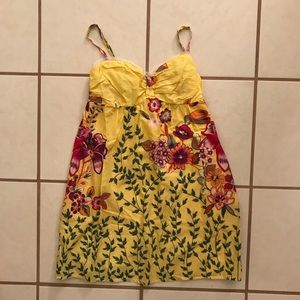 Yellow floral top with spaghetti straps